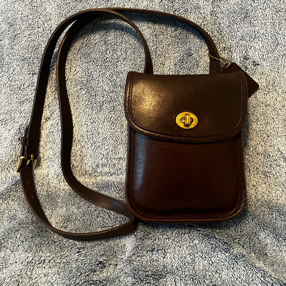 COACH Scooter Sidepack 90s Brown Leather Crossbody Bag